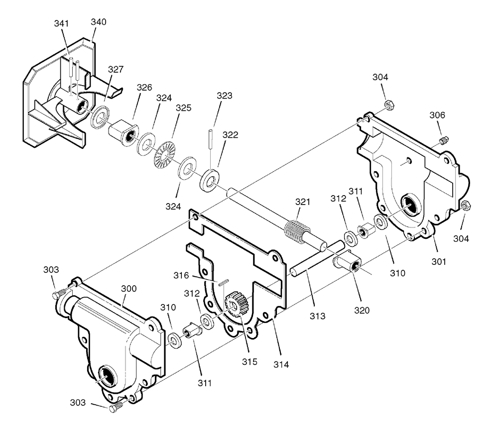 Gear Case Diagram and Parts List for 626752X16B-ST7526 2007 Briggs and Stratton Snow Blower